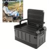 Folding car storage box seat, foldable luggage compartment matte black suitable for family travel, fishing, camping